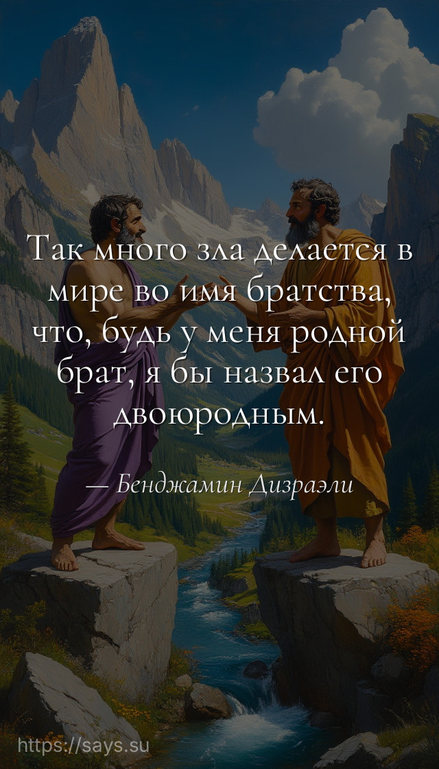 Так много зла делается в мире во имя братства, что, будь у меня родной брат, я бы назвал его двоюродным.
