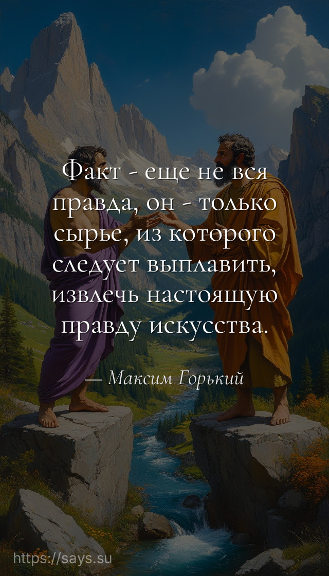 Факт - еще не вся правда, он - только сырье, из которого следует выплавить, извлечь настоящую правду искусства.