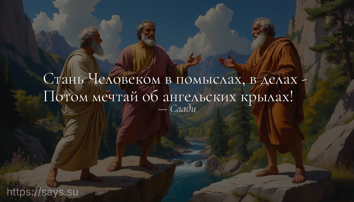 Стань Человеком в помыслах, в делах - <br />Потом мечтай об ангельских крылах!