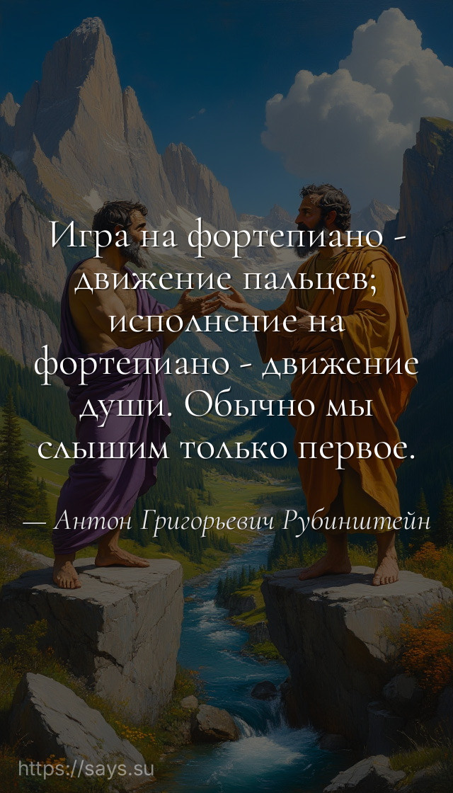 Игра на фортепиано - движение пальцев; исполнение на фортепиано - движение души. Обычно мы слышим только первое.