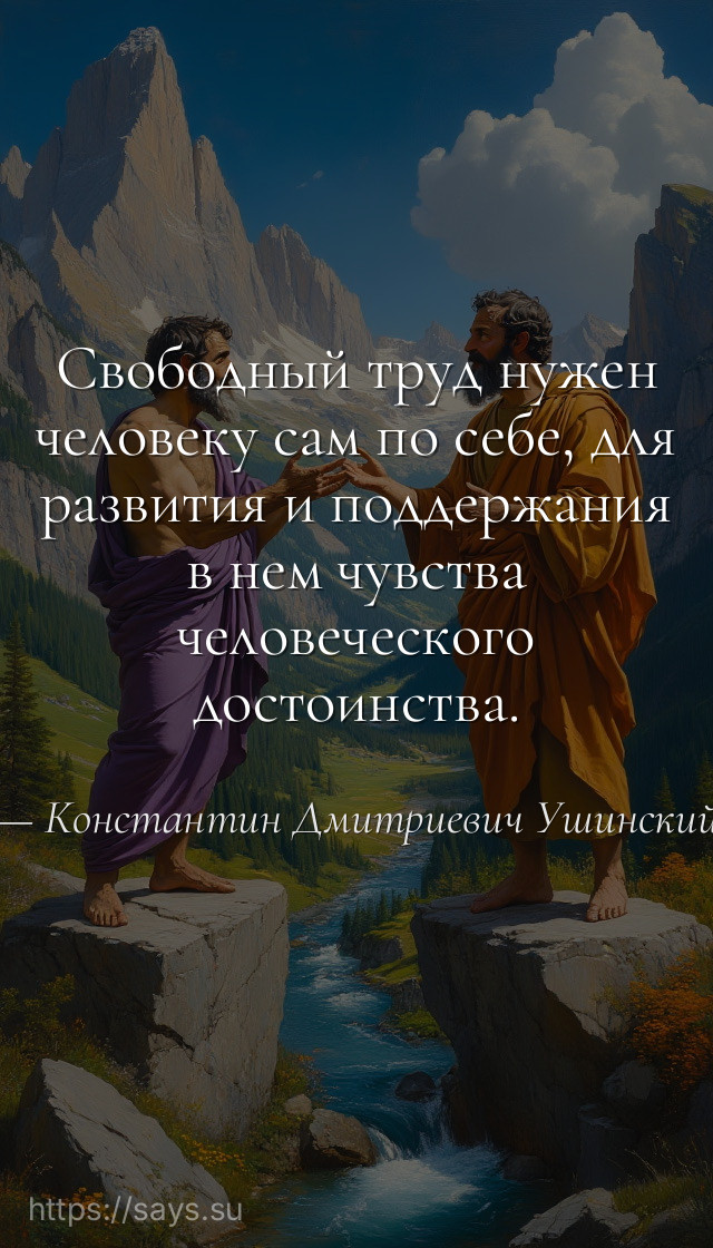 Свободный труд нужен человеку сам по себе, для развития и поддержания в нем чувства человеческого достоинства.