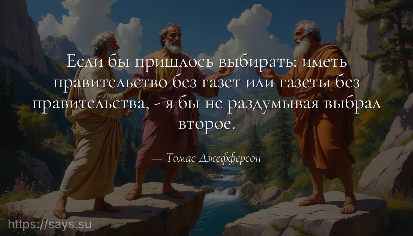 Если бы пришлось выбирать: иметь правительство без газет или газеты без правительства, - я бы не раздумывая выбрал второе.