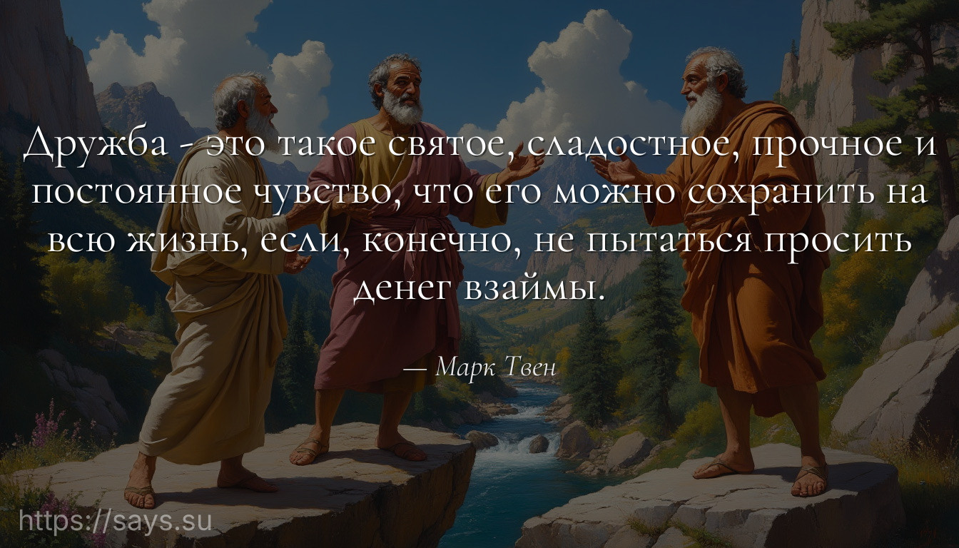 Дружба - это такое святое, сладостное, прочное и постоянное чувство, что его можно сохранить на всю жизнь, если, конечно, не пытаться просить денег взаймы.
