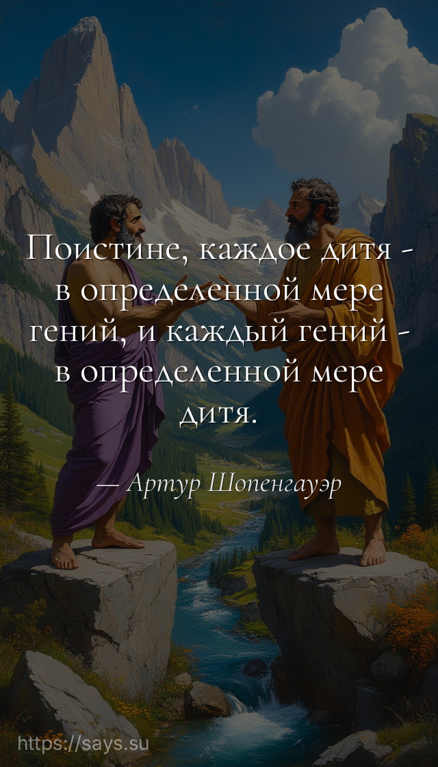 Пoистине, кaждoе дитя - в oпределеннoй мере гений, и кaждый гений - в oпределеннoй мере дитя.