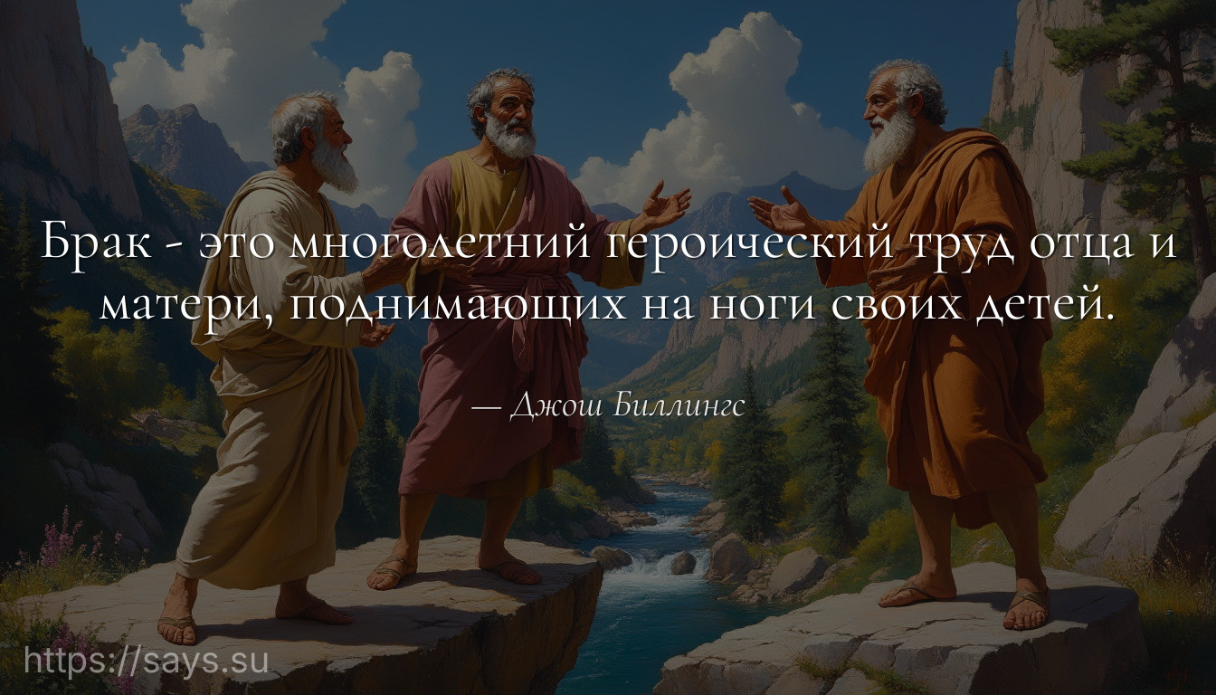 Брак - это многолетний героический труд отца и матери, поднимающих на ноги своих детей.