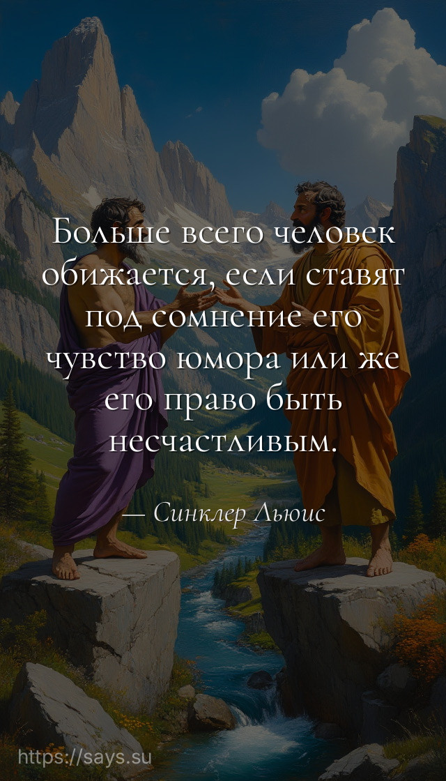 Больше всего человек обижается, если ставят под сомнение его чувство юмора или же его право быть несчастливым.