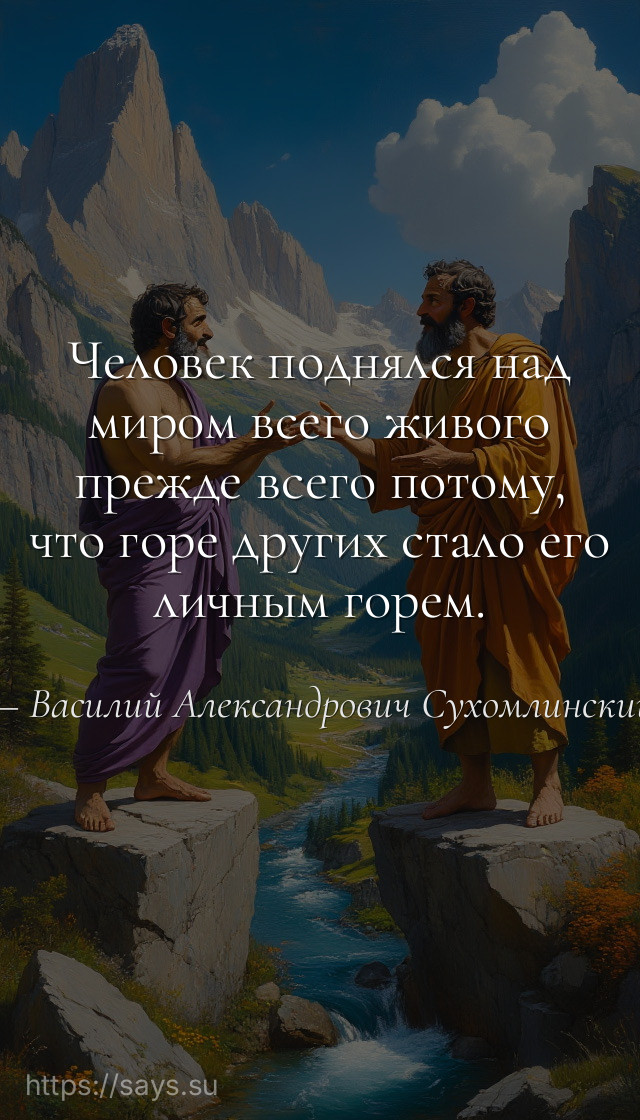 Человек поднялся над миром всего живого прежде всего потому, что горе других стало его личным горем.