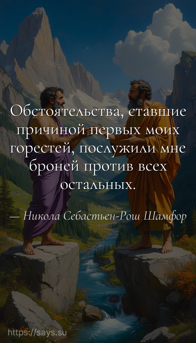 Обстоятельства, ставшие причиной первых моих горестей, послужили мне броней против всех остальных.