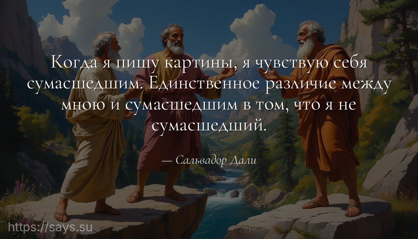 Когда я пишу картины, я чувствую себя сумасшедшим. Единственное различие между мною и сумасшедшим в том, что я не сумасшедший.