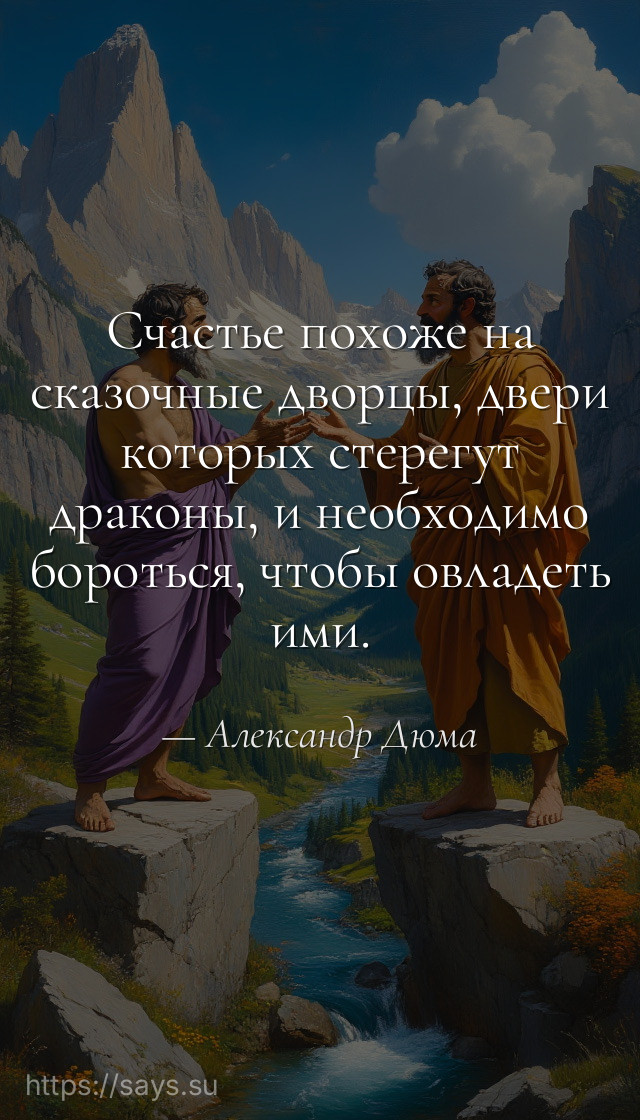 Счастье похоже на сказочные дворцы, двери которых стерегут драконы, и необходимо бороться, чтобы овладеть ими.