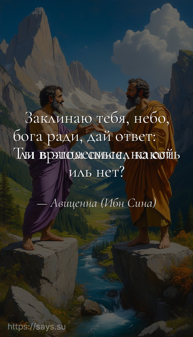 Заклинаю тебя, небо, бога ради, дай ответ:<br />Ты вращаешься, но есть ли в этом смысл какой иль нет?