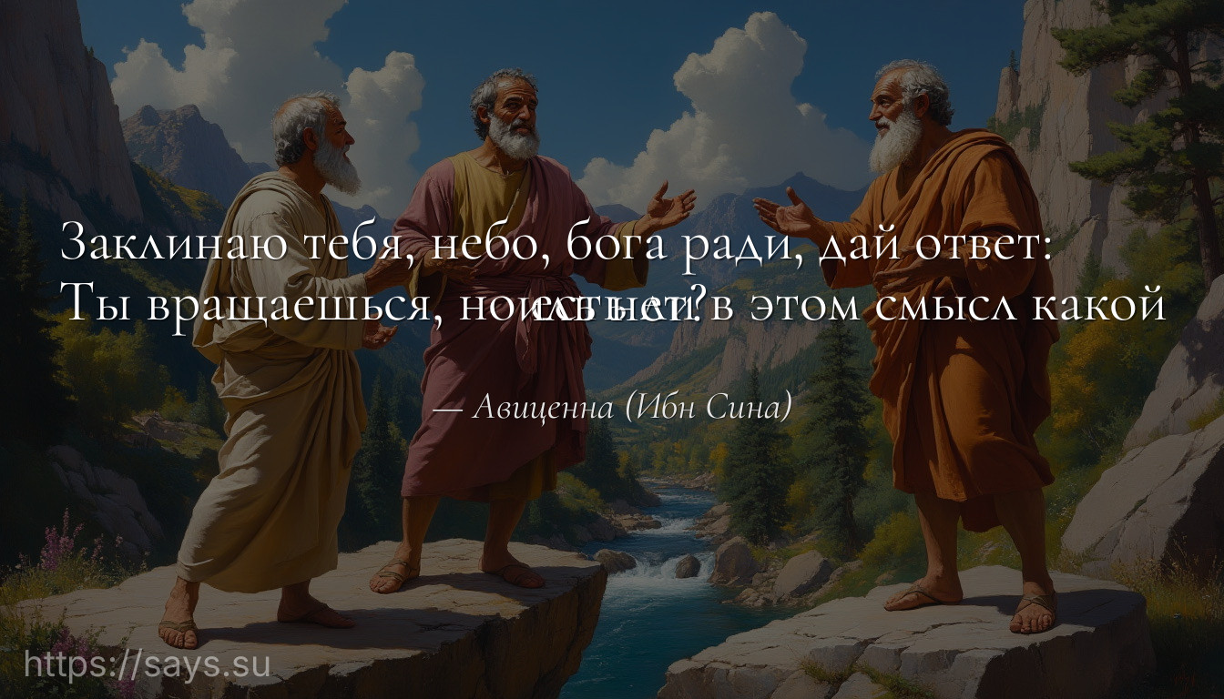 Заклинаю тебя, небо, бога ради, дай ответ:<br />Ты вращаешься, но есть ли в этом смысл какой иль нет?