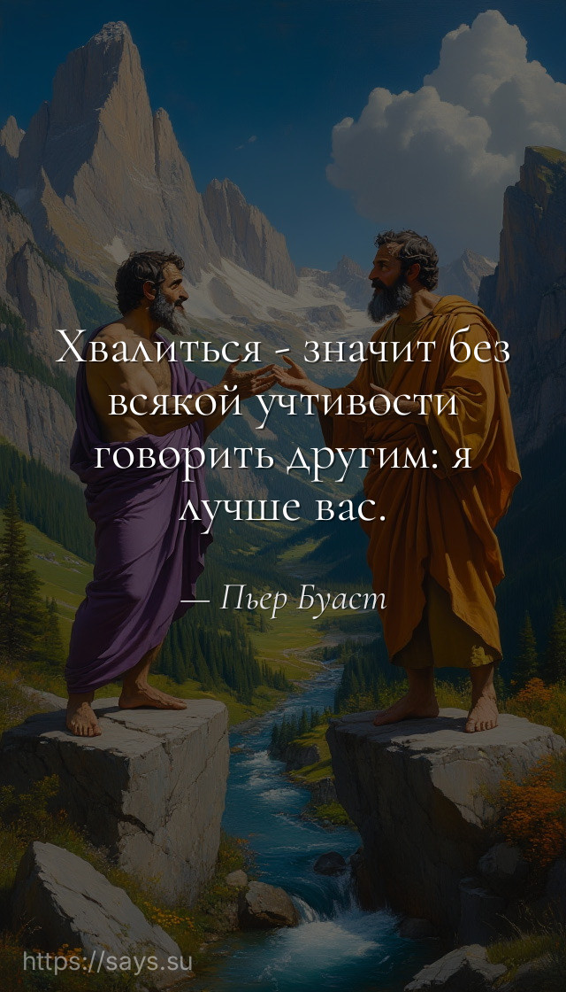 Хвалиться - значит без всякой учтивости говорить другим: я лучше вас.