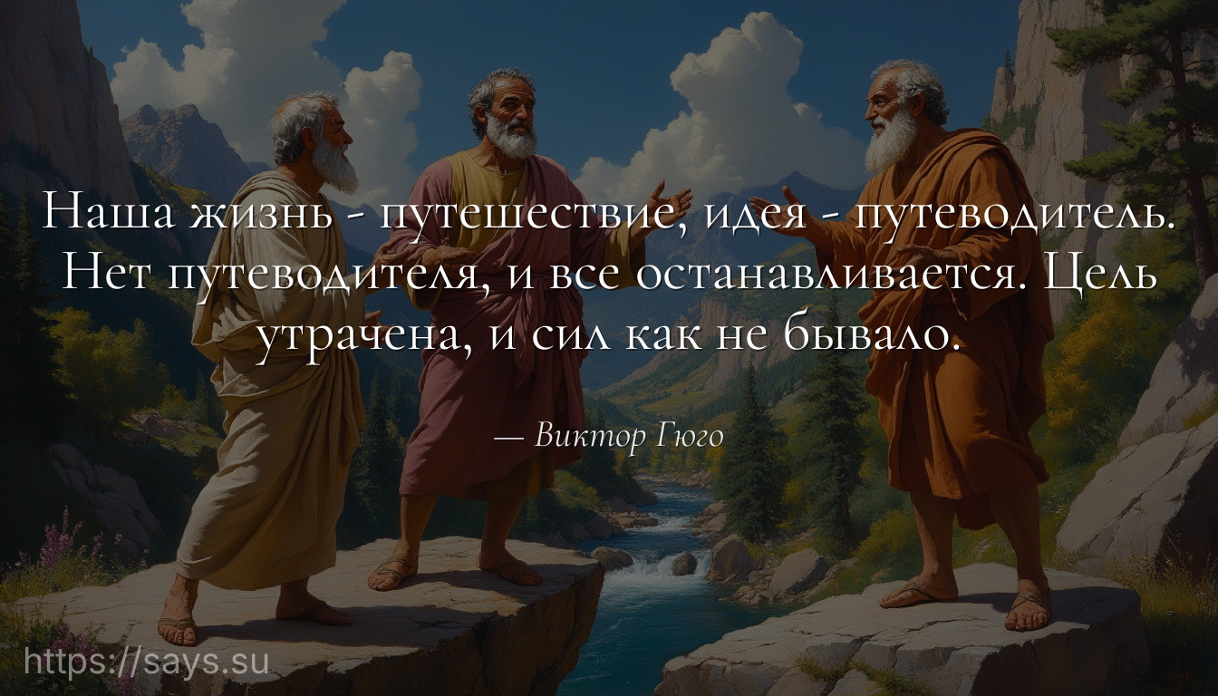 Наша жизнь - путешествие, идея - путеводитель. Нет путеводителя, и все останавливается. Цель утрачена, и сил как не бывало.