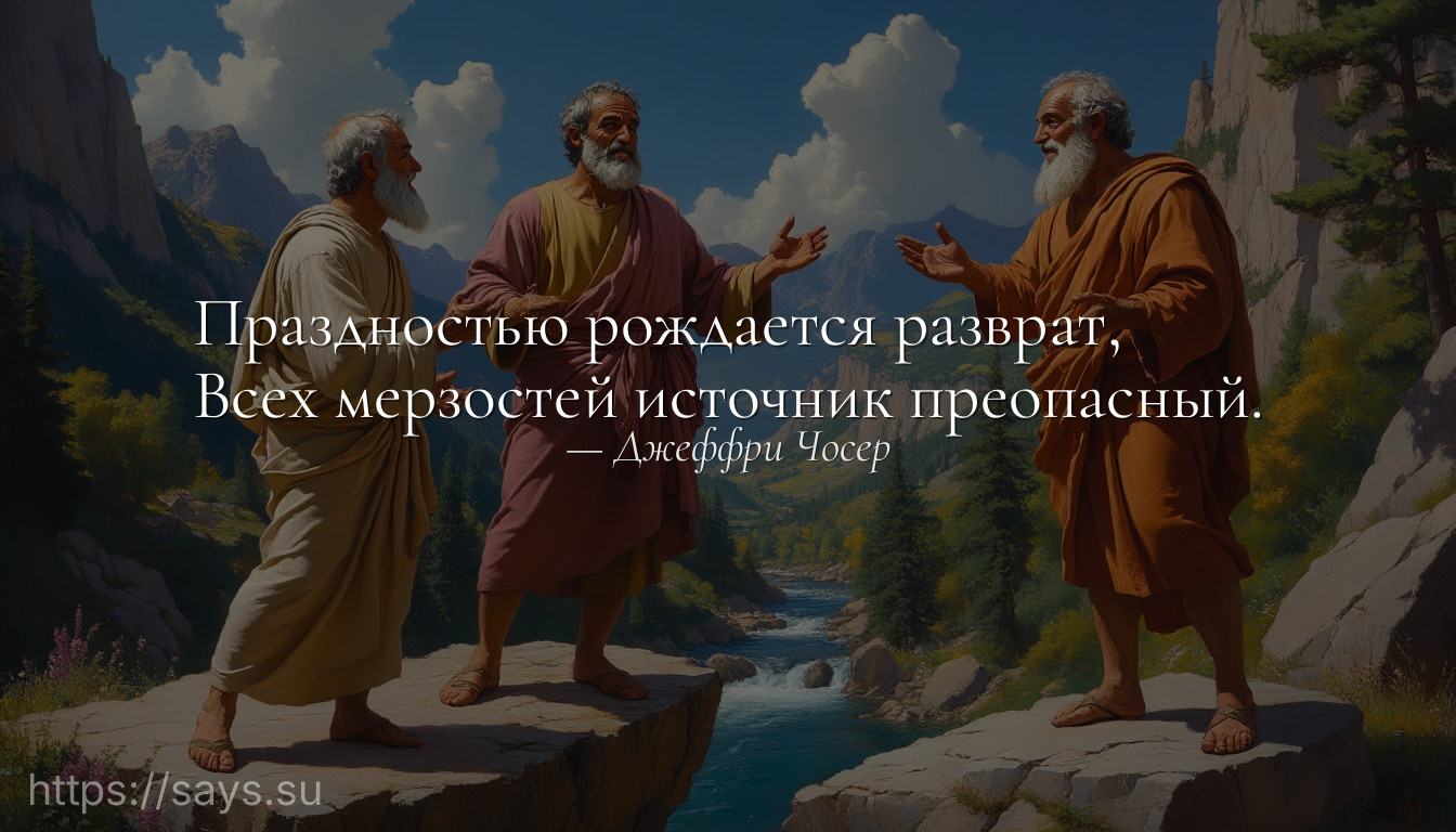 Праздностью рождается разврат, <br />Всех мерзостей источник преопасный.