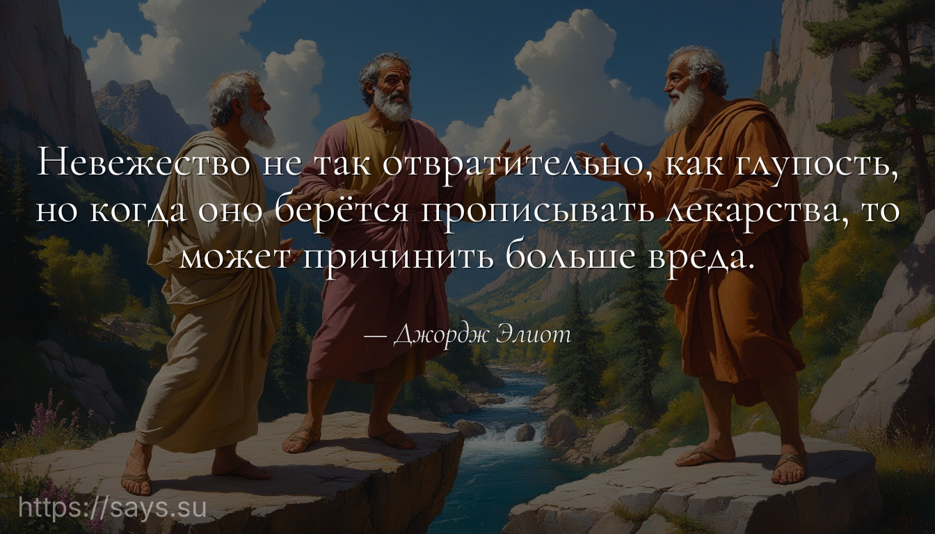 Невежество не так отвратительно, как глупость, но когда оно берётся прописывать лекарства, то может причинить больше вреда.