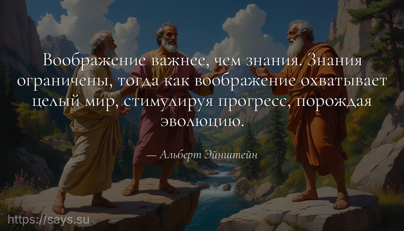 Воображение важнее, чем знания. Знания ограничены, тогда как воображение охватывает целый мир, стимулируя прогресс, порождая эволюцию.