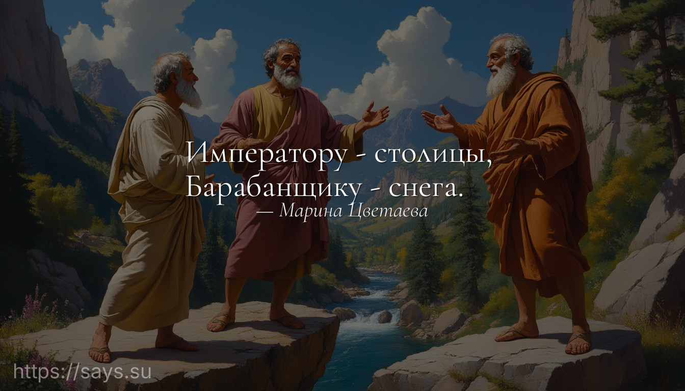 Императору - столицы, <br />Барабанщику - снега.