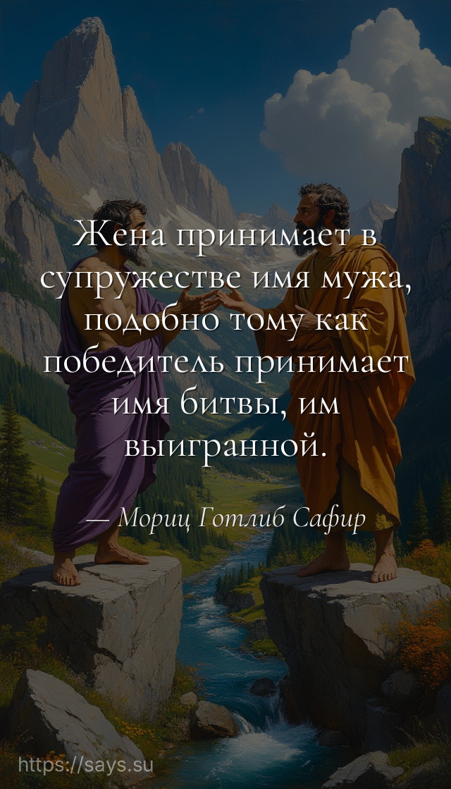 Жена принимает в супружестве имя мужа, подобно тому как победитель принимает имя битвы, им выигранной.