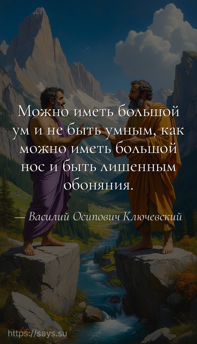 Можно иметь большой ум и не быть умным, как можно иметь большой нос и быть лишенным обоняния.