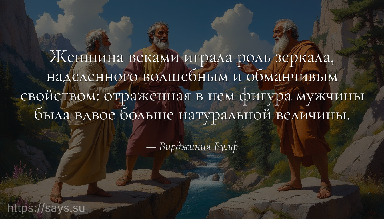 Женщина веками играла роль зеркала, наделенного волшебным и обманчивым свойством: отраженная в нем фигура мужчины была вдвое больше натуральной величины.