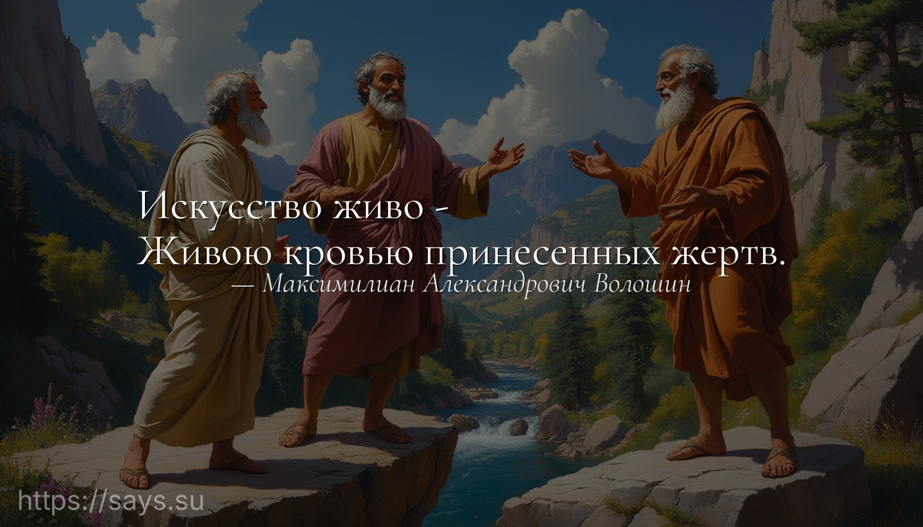 Искусство живо -<br />Живою кровью принесенных жертв.