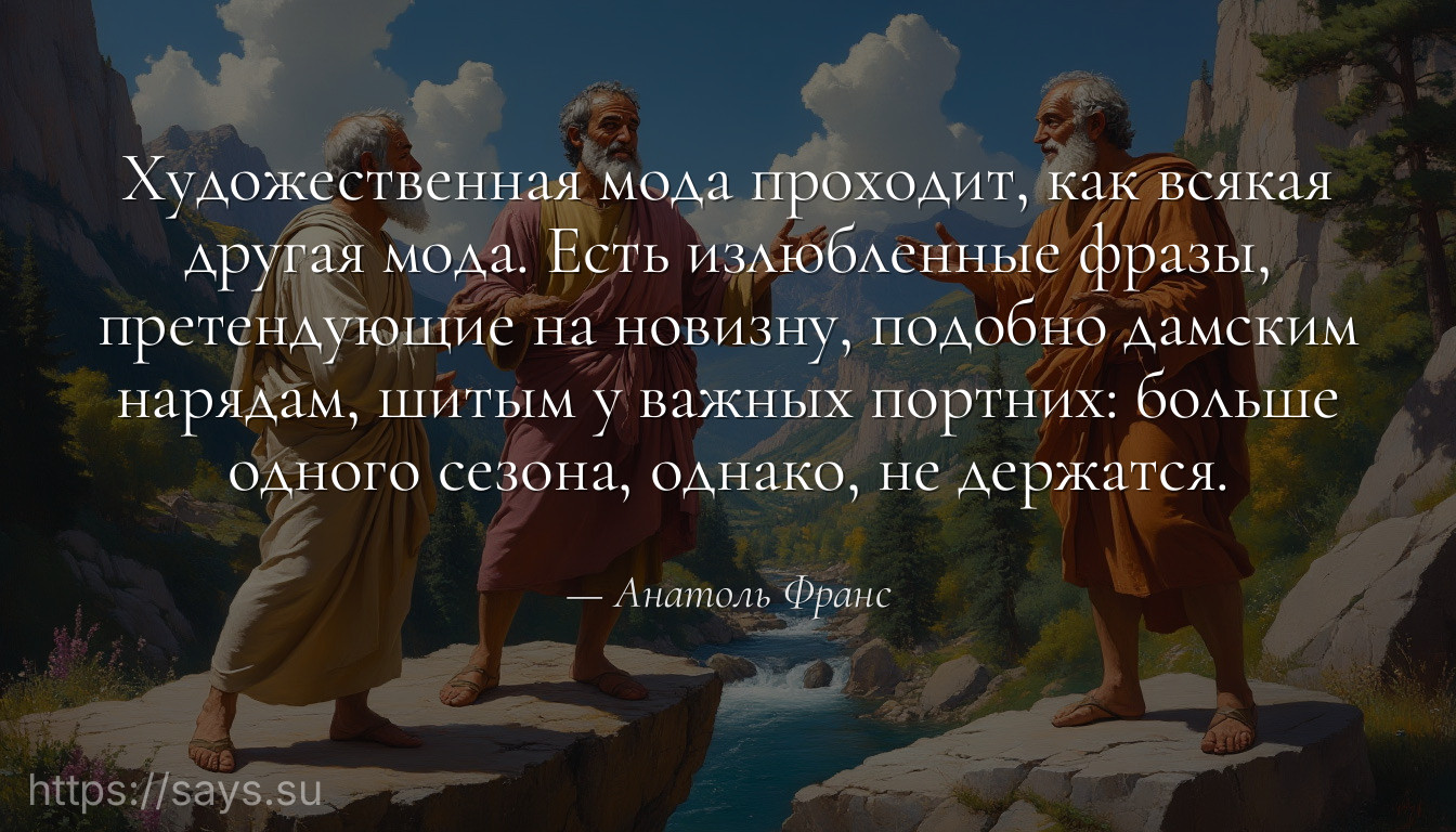 Художественная мода проходит, как всякая другая мода. Есть излюбленные фразы, претендующие на новизну, подобно дамским нарядам, шитым у важных портних: больше одного сезона, однако, не держатся.