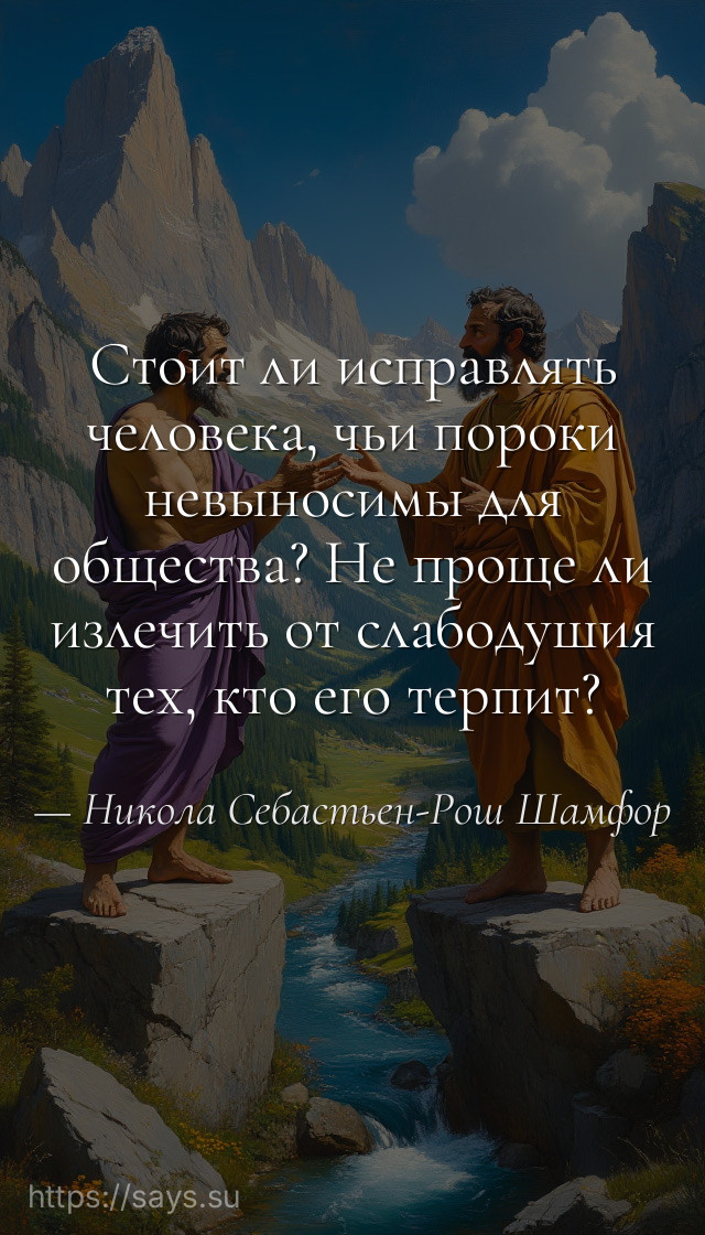Стоит ли исправлять человека, чьи пороки невыносимы для общества? Не проще ли излечить от слабодушия тех, кто его терпит?