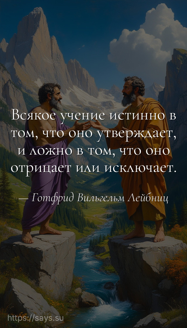 Всякое учение истинно в том, что оно утверждает, и ложно в том, что оно отрицает или исключает.