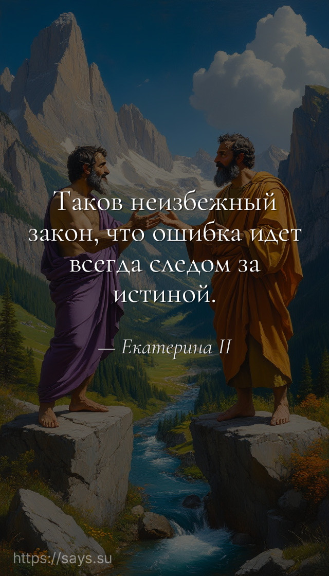 Таков неизбежный закон, что ошибка идет всегда следом за истиной.