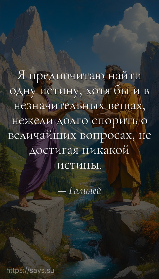 Я предпочитаю найти одну истину, хотя бы и в незначительных вещах, нежели долго спорить о величайших вопросах, не достигая никакой истины.
