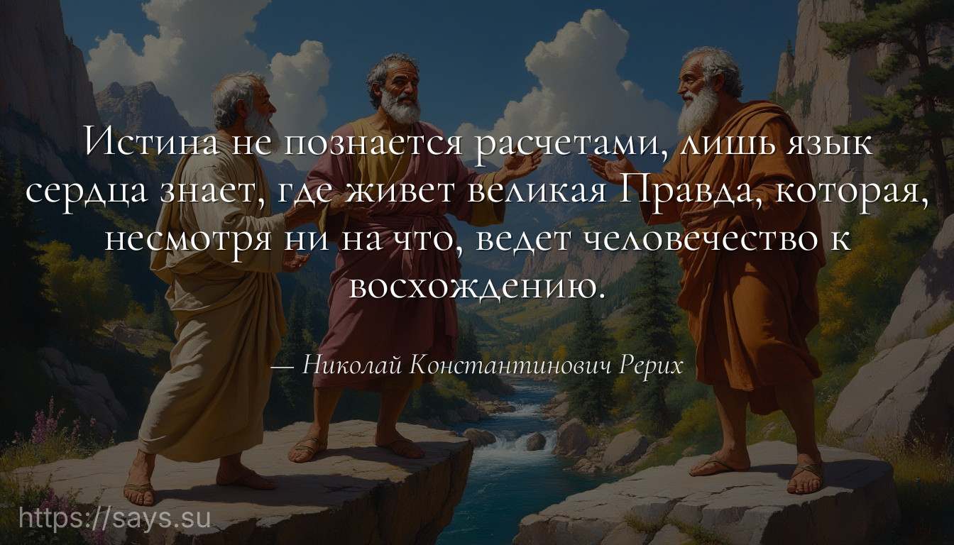 Истина не познается расчетами, лишь язык сердца знает, где живет великая Правда, которая, несмотря ни на что, ведет человечество к восхождению.