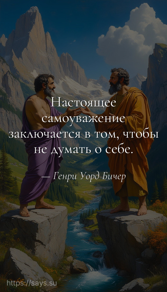 Настоящее самоуважение заключается в том, чтобы не думать о себе.