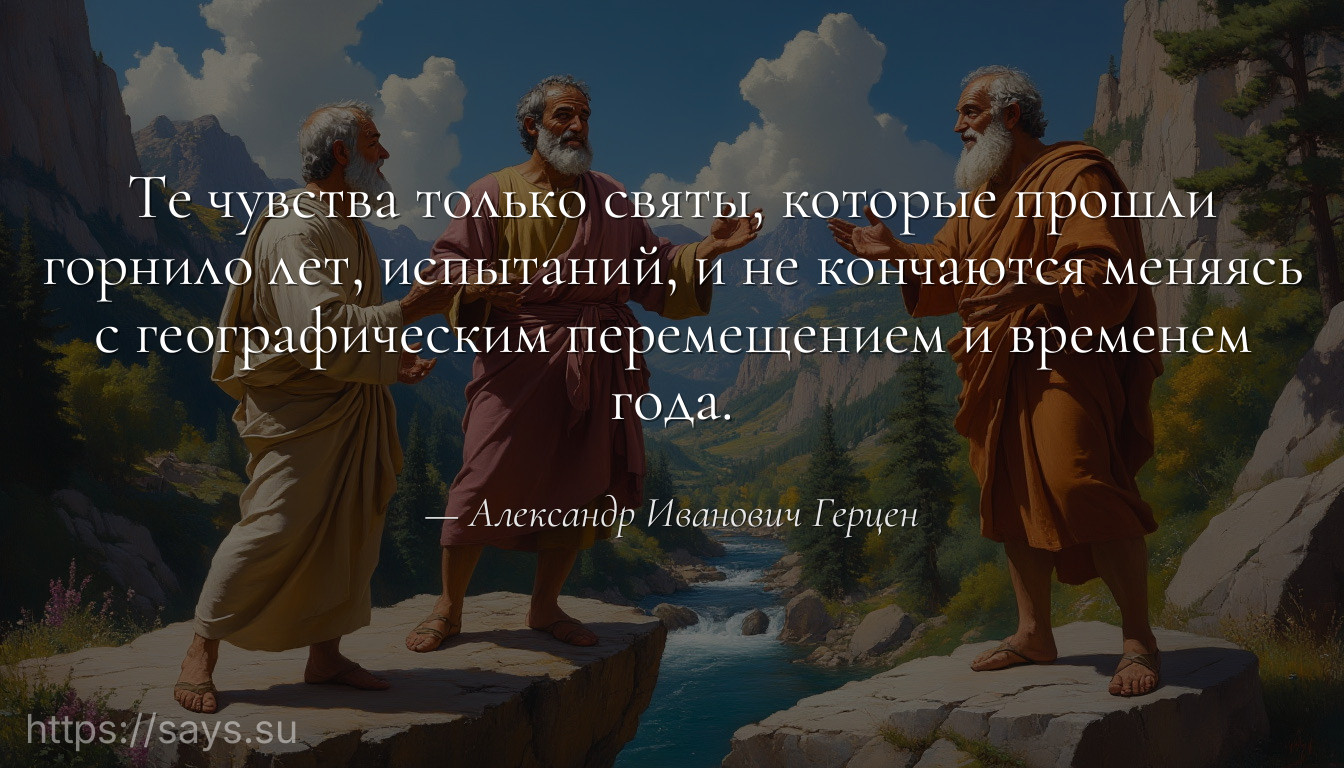 Те чувства только святы, которые прошли горнило лет, испытаний, и не кончаются меняясь с географическим перемещением и временем года.
