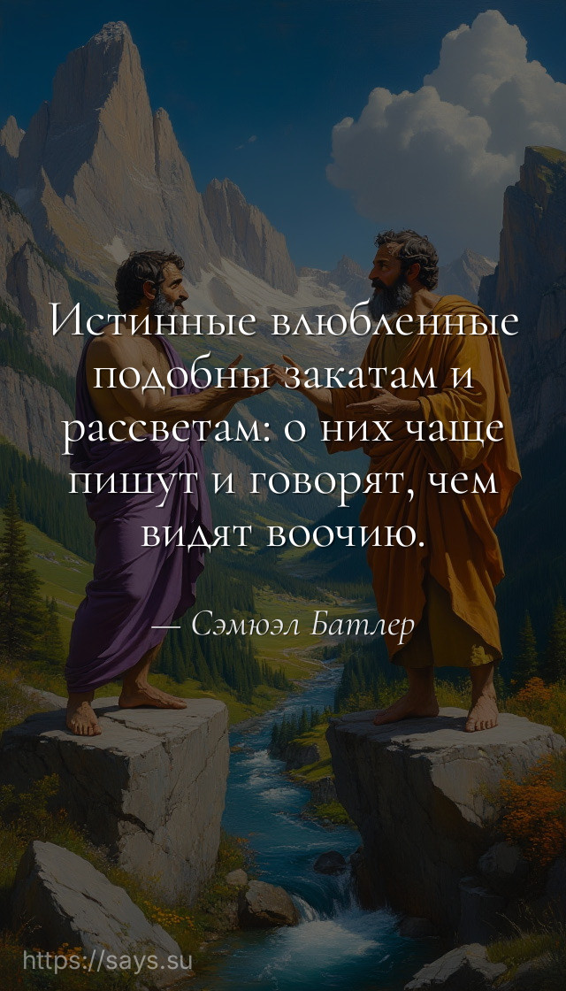 Истинные влюбленные подобны закатам и рассветам: о них чаще пишут и говорят, чем видят воочию.