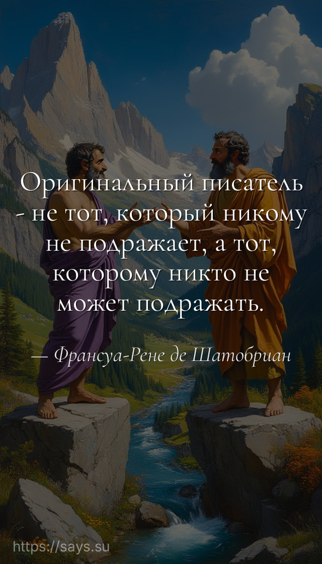 Оригинальный писатель - не тот, который никому не подражает, а тот, которому никто не может подражать.
