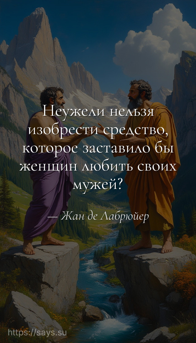 Неужели нельзя изобрести средство, которое заставило бы женщин любить своих мужей?
