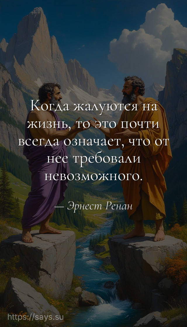 Когда жалуются на жизнь, то это почти всегда означает, что от нее требовали невозможного.