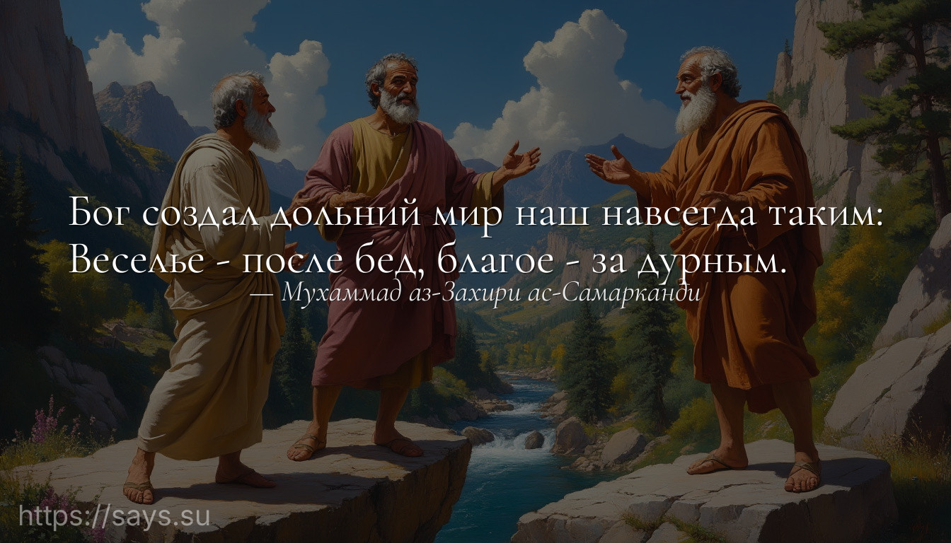 Бог создал дольний мир наш навсегда таким:<br />Веселье - после бед, благое - за дурным.