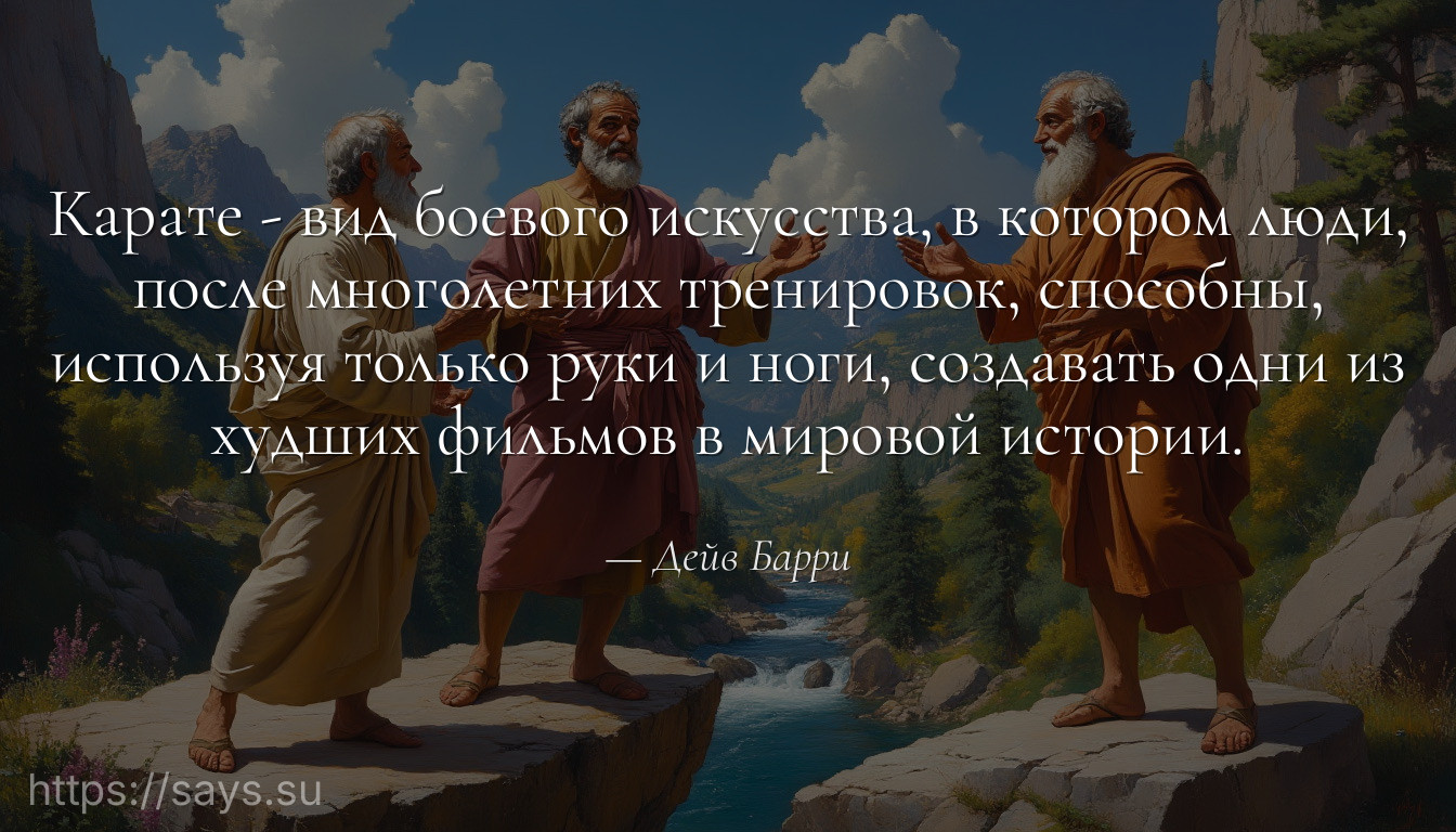 Карате - вид боевого искусства, в котором люди, после многолетних тренировок, способны, используя только руки и ноги, создавать одни из худших фильмов в мировой истории.