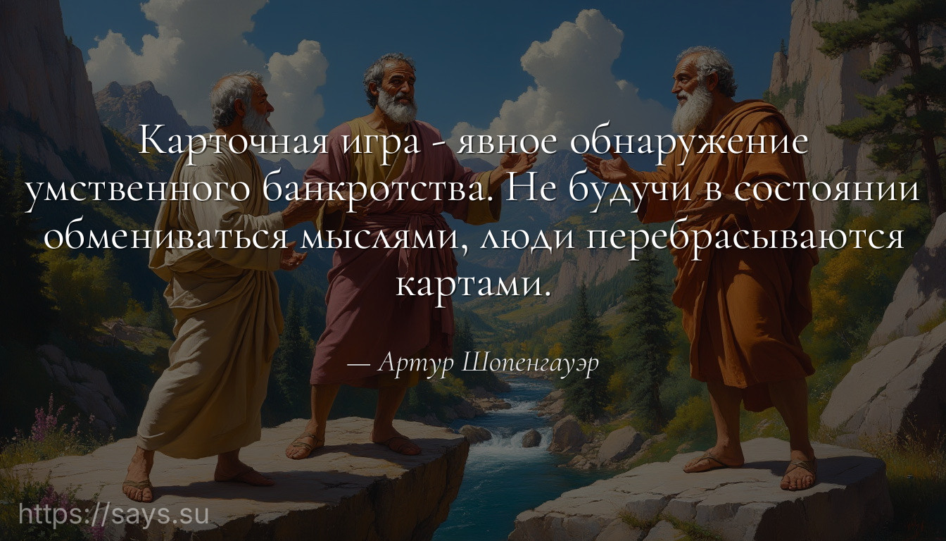 Карточная игра - явное обнаружение умственного банкротства. Не будучи в состоянии обмениваться мыслями, люди перебрасываются картами.