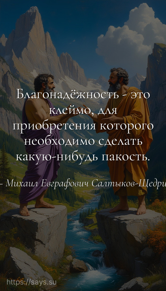 Благонадёжность - это клеймо, для приобретения которого необходимо сделать какую-нибудь пакость.