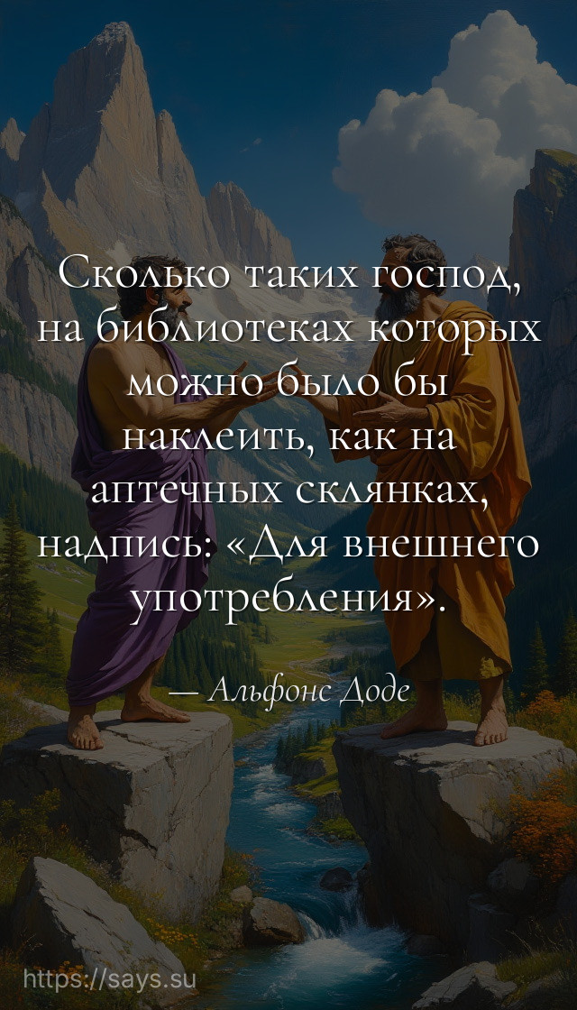 Сколько таких господ, на библиотеках которых можно было бы наклеить, как на аптечных склянках, надпись: «Для внешнего употребления».
