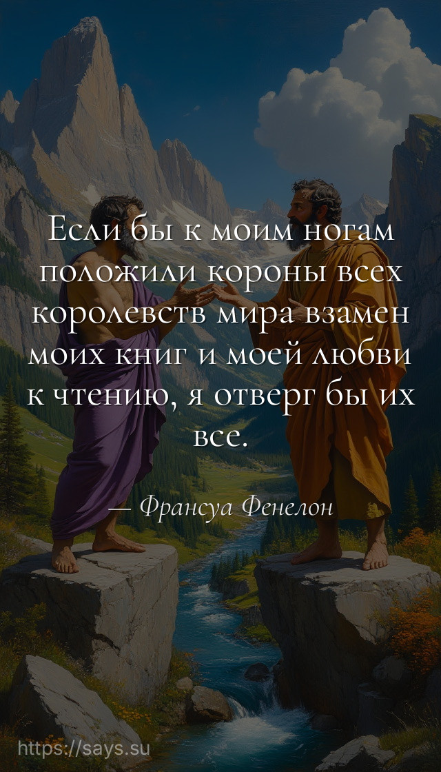 Если бы к моим ногам положили короны всех королевств мира взамен моих книг и моей любви к чтению, я отверг бы их все.