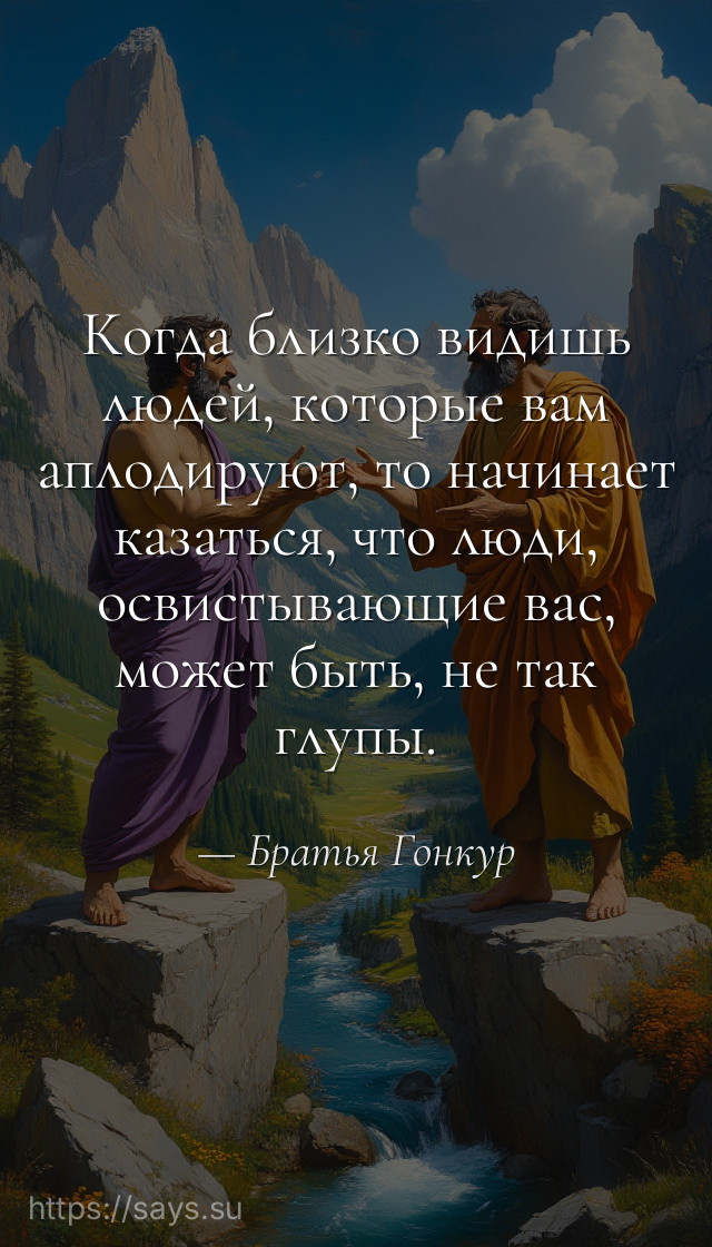 Когда близко видишь людей, которые вам аплодируют, то начинает казаться, что люди, освистывающие вас, может быть, не так глупы.