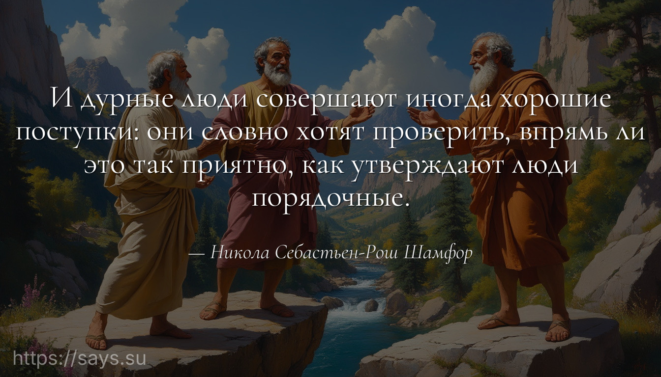 И дурные люди совершают иногда хорошие поступки: они словно хотят проверить, впрямь ли это так приятно, как утверждают люди порядочные.