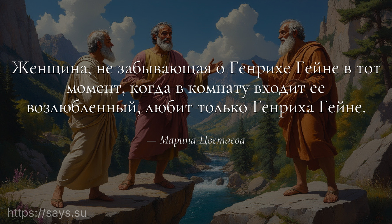 Женщина, не забывающая о Генрихе Гейне в тот момент, когда в комнату входит ее возлюбленный, любит только Генриха Гейне.