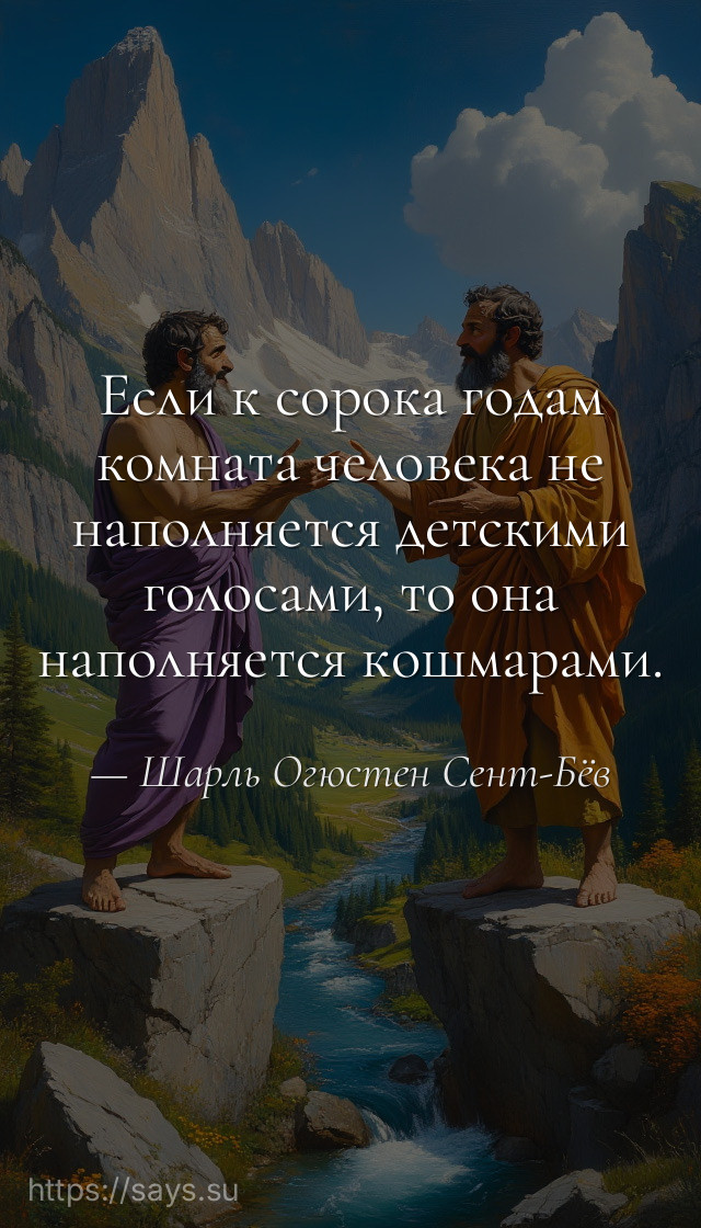 Если к сорока годам комната человека не наполняется детскими голосами, то она наполняется кошмарами.
