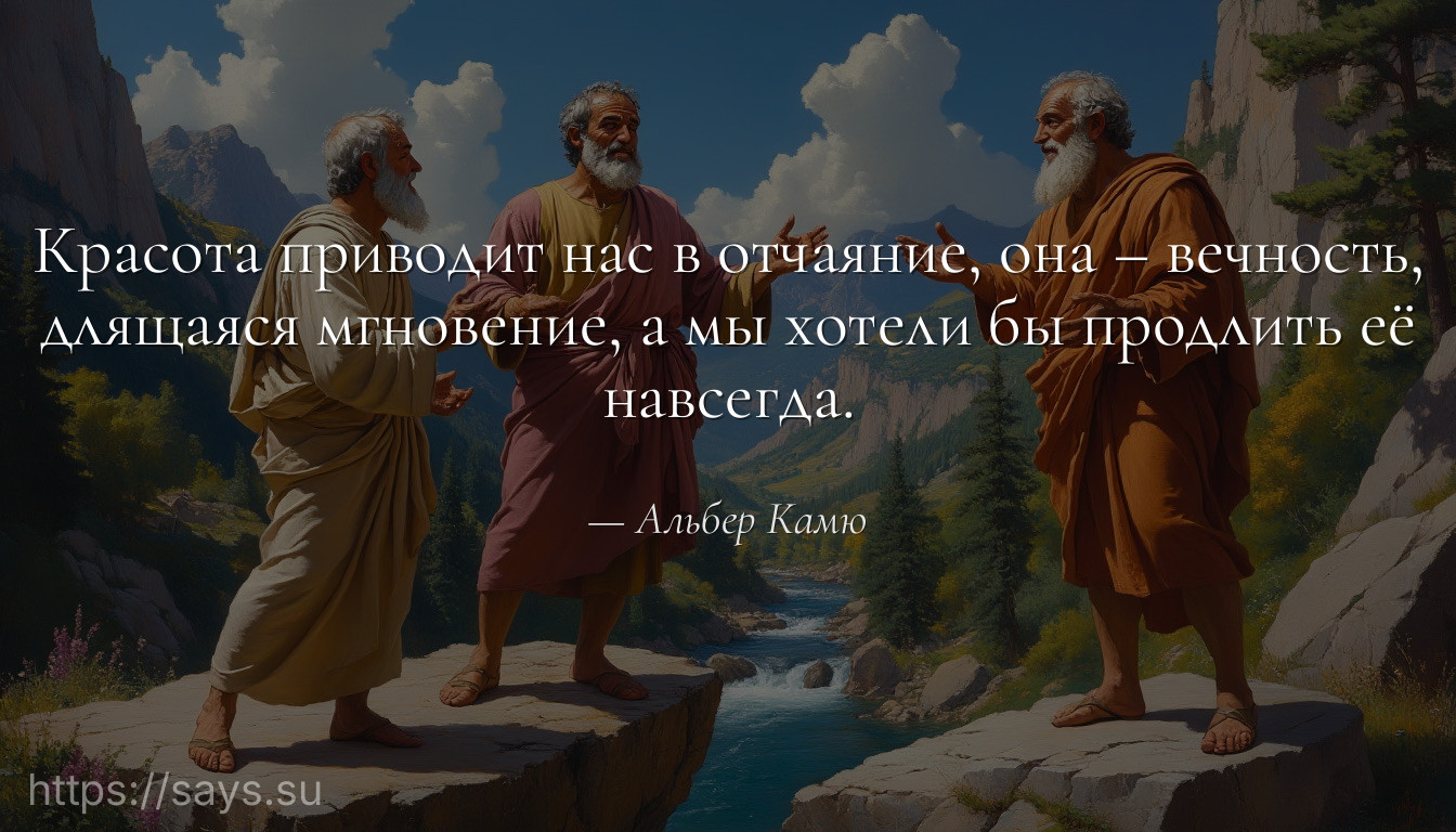 Красота приводит нас в отчаяние, она – вечность, длящаяся мгновение, а мы хотели бы продлить её навсегда.