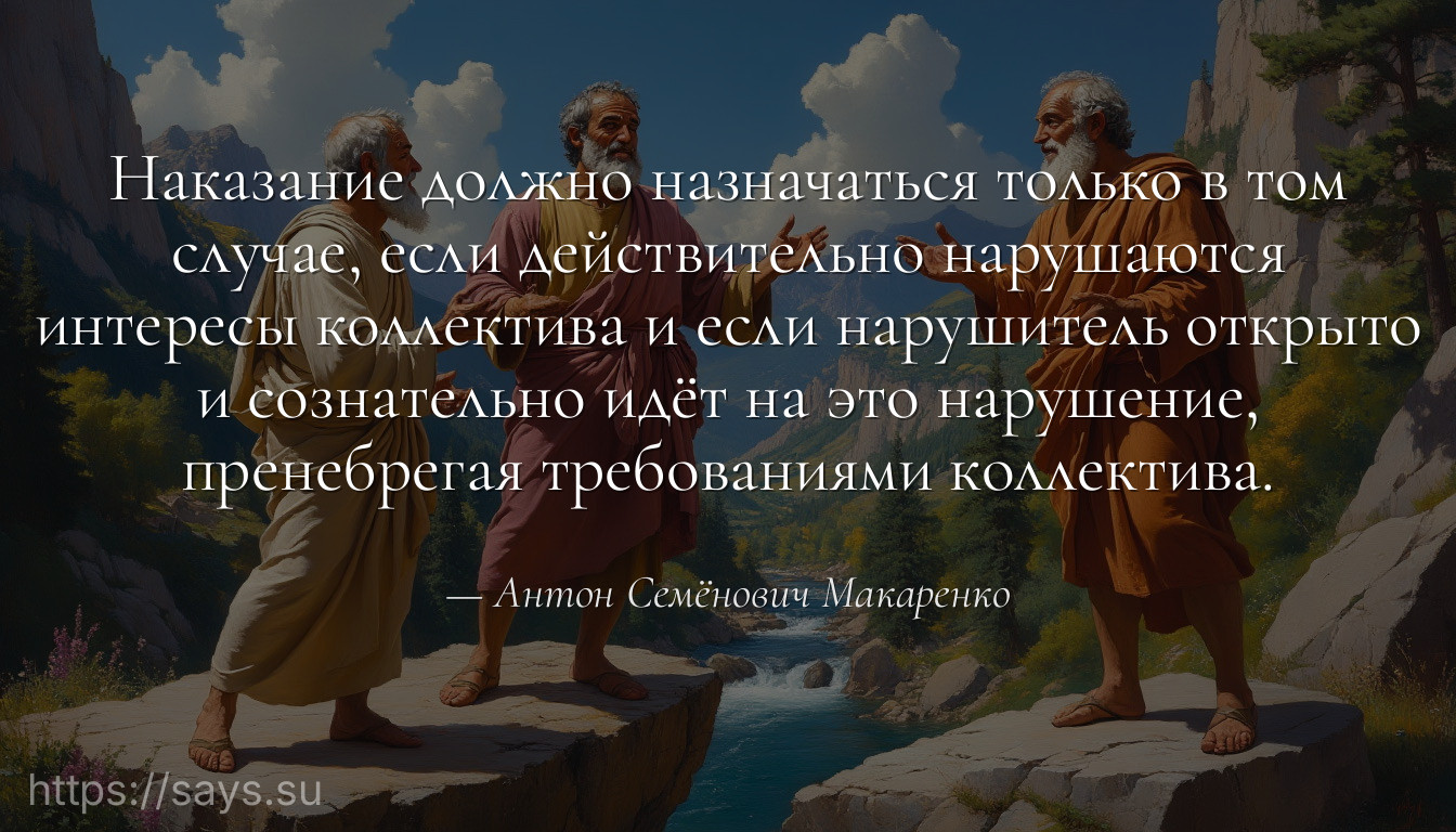 Наказание должно назначаться только в том случае, если действительно нарушаются интересы коллектива и если нарушитель открыто и сознательно идёт на это нарушение, пренебрегая требованиями коллектива.